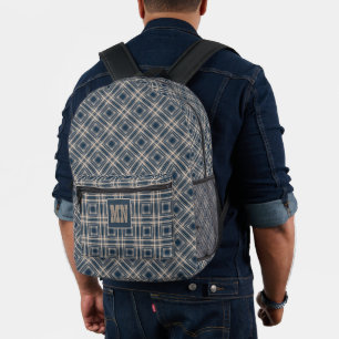 Simple chequered shirt pattern boho style printed backpack