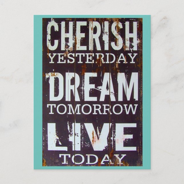 Simple Cherish Dream Live Inspirational Quote Postcard (Front)
