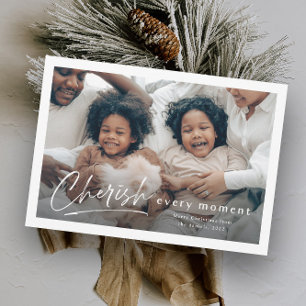 Simple Cherish Script 2 Photo Christmas Card