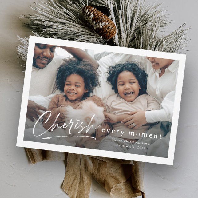 Simple Cherish Script 2 Photo Christmas Card (Creator Uploaded)
