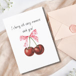 Simple Cherry Pink Bow boyfriend husband Birthday Holiday Card<br><div class="desc">Simple Cherries & Pink Bow boyfriend husband Birthday Holiday Card. Imagine giving this cute, sentimental card to your boyfriend or husband. Customise the saying in the front of the card and add your unique custom message inside of the card or just use our default text. Great for your spouse or...</div>