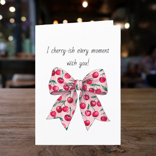 Simple Cherry Pink Bow boyfriend husband Birthday Holiday Card