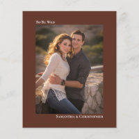 Simple Chestnut Brown BUDGET Wedding Photo Invite