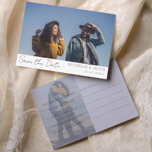 Simple Chic 2 Photo Save the Date Wedding Announcement Postcard