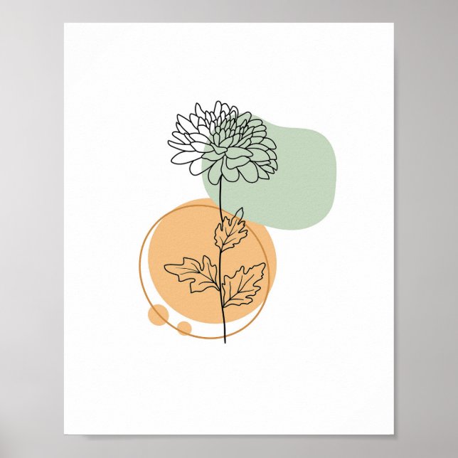Simple Chic Abstract Minimalist Boho Style Floral  Poster (Front)