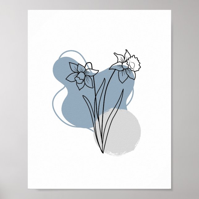Simple Chic Abstract Minimalist Boho Style Floral  Poster (Front)