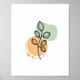 Simple Chic Abstract Minimalist Boho Style Floral  Poster