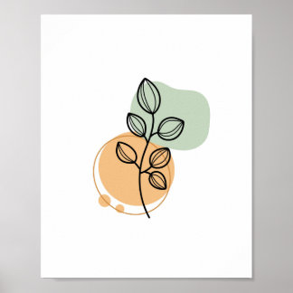 Simple Chic Abstract Minimalist Boho Style Floral Poster