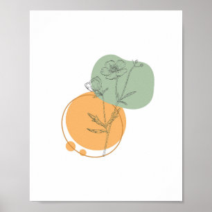 Simple Chic Abstract Minimalist Boho Style Floral  Poster