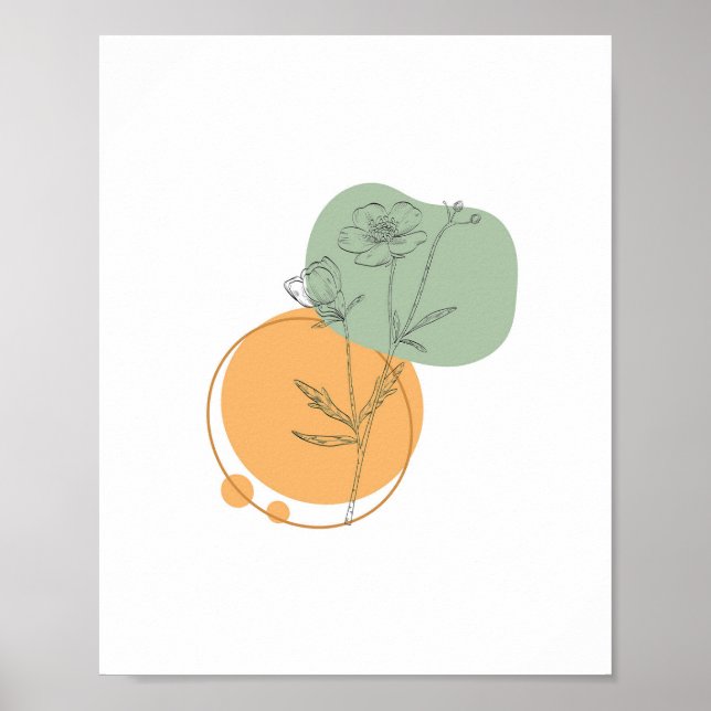 Simple Chic Abstract Minimalist Boho Style Floral  Poster (Front)