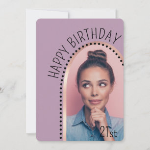 Simple Chic Any Age Birthday Rose Gold Arch Photo Invitation