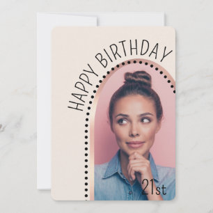 Simple Chic Any Age Birthday Rose Gold Arch Photo Invitation