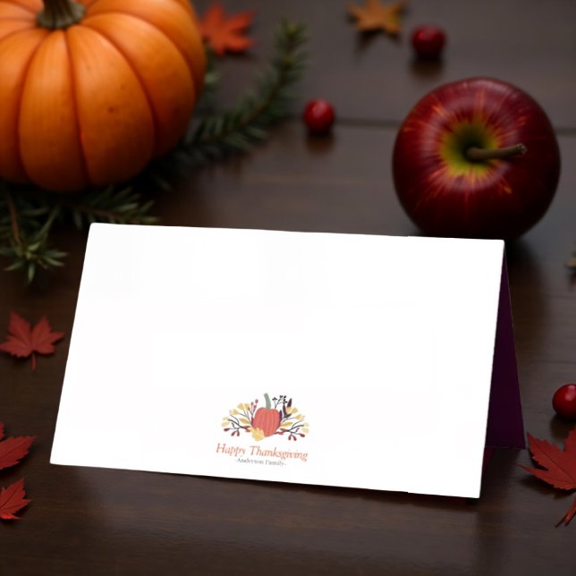 Simple Chic Autumn Pumpkins Thanksgiving Place Card (Creator Uploaded)