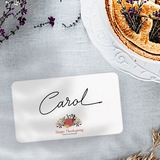 Simple Chic Autumn Pumpkins Thanksgiving Place Card (Creator Uploaded)