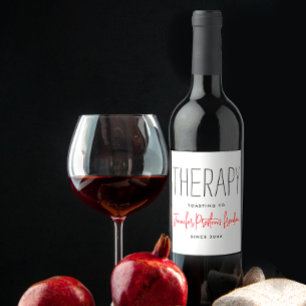 Simple Chic Black And White Divorce Humour Name Wine Label