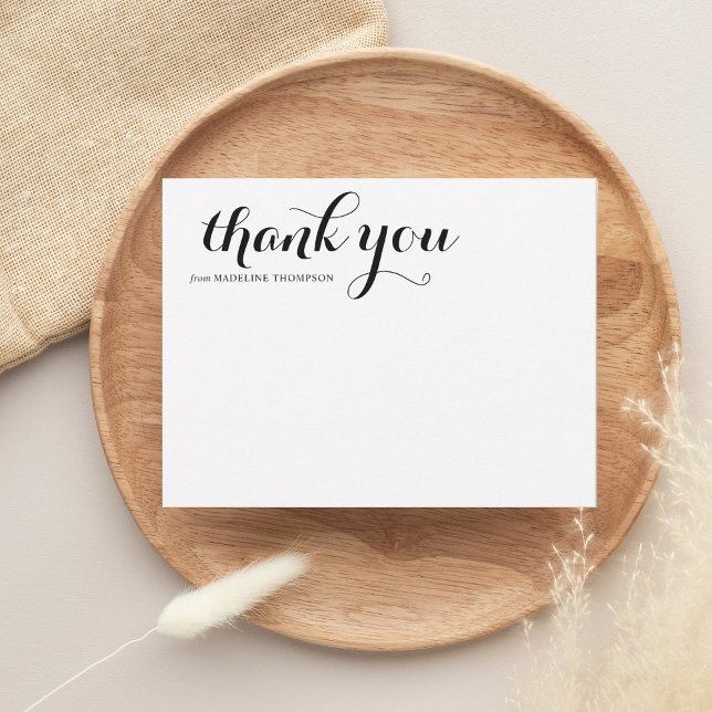 Simple Chic Black and White Script Thank You Card (Creator Uploaded)