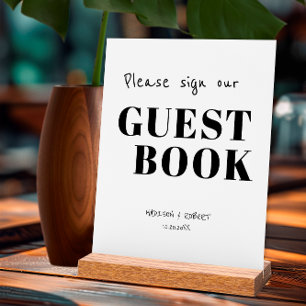Simple Chic Black and White Sign Our Guest Book