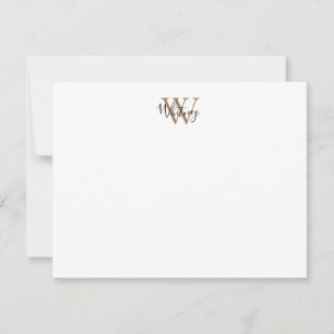 Simple Chic Black Gold Monogram Script Name Card