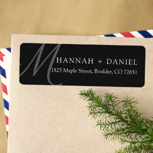 Simple Chic Black Modern Monogram Return Address