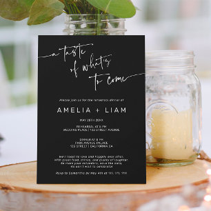 Simple chic black wedding rehearsal dinner invitation