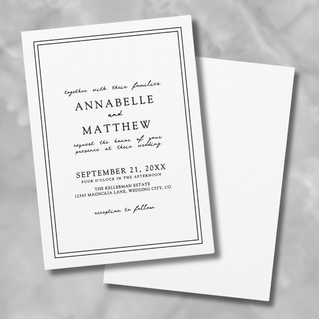 Simple Chic Black White Elegant Minimalist Wedding Invitation (Simple Chic Black White Elegant Minimalist Wedding Invitation )