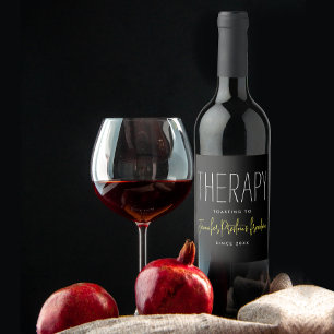 Simple Chic Black Yellow Divorce Break Up Name Wine Label