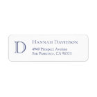 Simple Chic Blue Monogram Initial Return Address