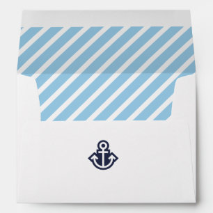 Simple Chic Blue Striped Anchor Envelopes