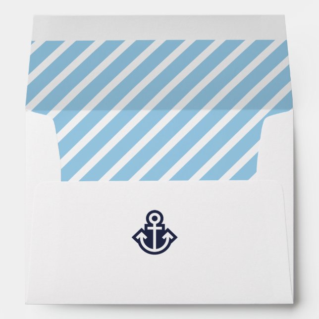 Simple Chic Blue Striped Anchor Envelopes (Back (Bottom))