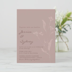 Simple Chic Botanical Script Dusty Mauve Wedding Invitation