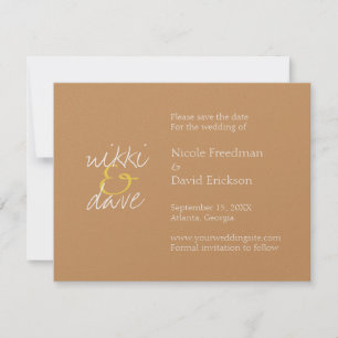 Simple chic bronze shimmer wedding announcement