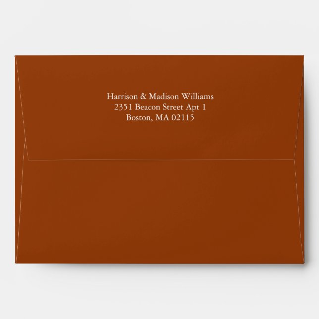 Simple chic burnt orange terracotta custom elegant envelope (Back (Top Flap))