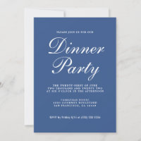 Simple Chic Calligraphy Classic Blue Dinner Party
