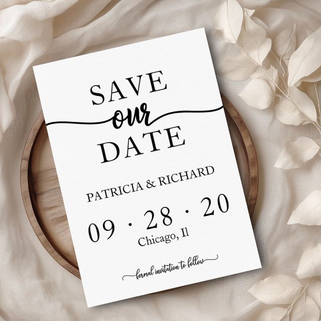 Simple Chic Calligraphy Wedding Save The Date Postcard (Creator Uploaded)
