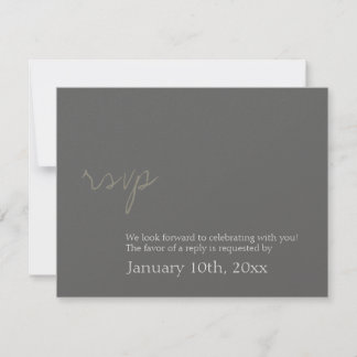 Simple chic charcoal grey wedding rsvp response