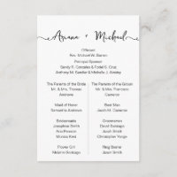 Simple Chic Custom Entourage list wedding