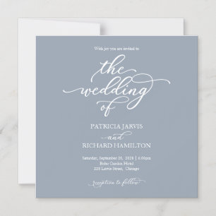 Simple Chic Dusty Blue Wedding Magnetic Invitation