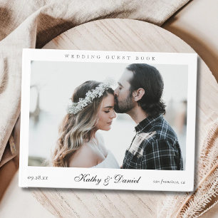 Simple Chic Elegant Calligraphy Photo Wedding Guest Book