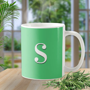 Simple Chic Elegant Minimal Green Monogram Initial Coffee Mug