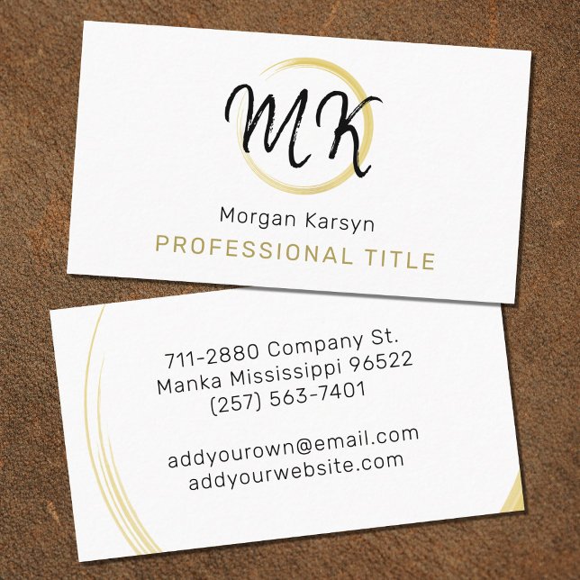 Simple Chic Elegant Modern White Gold Black Custom Business Card (Creator Uploaded)