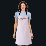 Simple Chic Elegant script Name Apron<br><div class="desc">She'll love a personalised apron as she bakes those goodies,  cooks delicious dishes or work with her plants. A perfect gift to encourage her talents. Black script for the name with long-tail embellishments.</div>