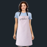 Simple Chic Elegant script Name Apron<br><div class="desc">She'll love a personalised apron as she bakes those goodies,  cooks delicious dishes or work with her plants. A perfect gift to encourage her talents. Black script for the name with long-tail embellishments.</div>