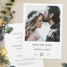 Simple Chic Engagement Save the Date Custom Photo
