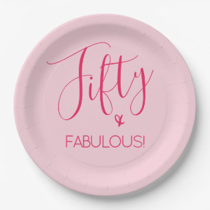 Simple Chic Fifty & FABULOUS in Pink Paper Plate