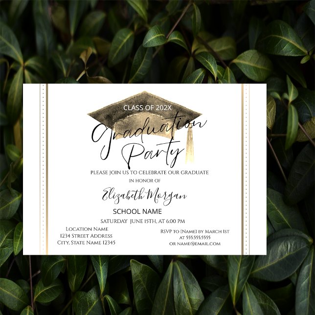 Simple Chic Frame Graduation Cap Graduation Invitation (Creator Uploaded)