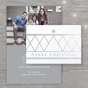 Simple Chic Geometric Merry Christmas Tree Real Foil Card