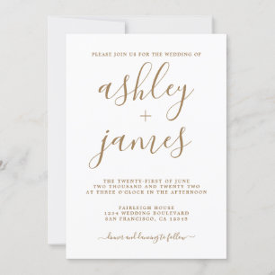 Simple Chic Gold Calligraphy Wedding Invitation