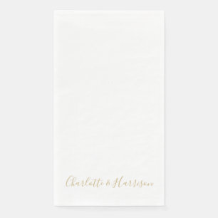 Simple chic gold custom script stylish wedding napkin