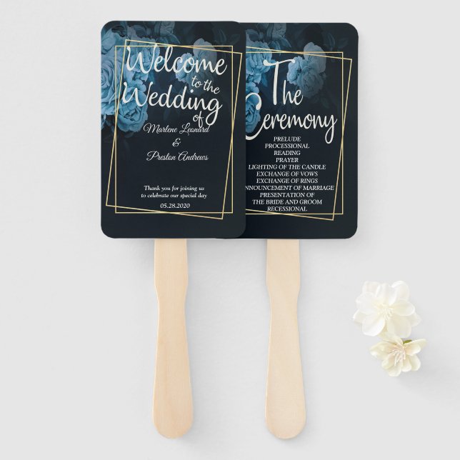 Simple Chic Gold Geometric Frame Hand Fan (Front and Back)