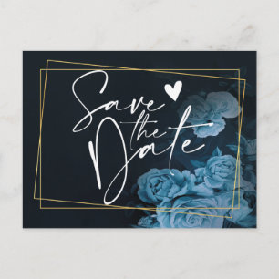 Simple Chic Gold Geometric Frame Save the Date Ann Announcement Postcard